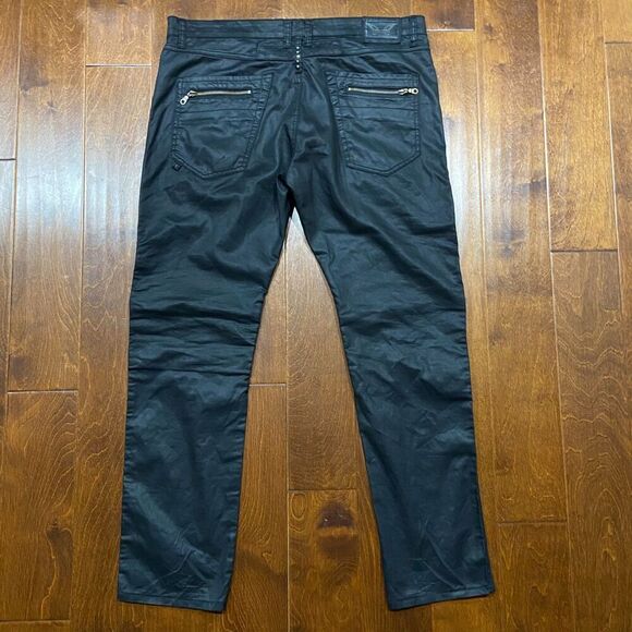 Robin's Jeans Ribbed Moto Zipper Straight Leg Black White Pants Men's 40 x 34 - Picture 7 of 14